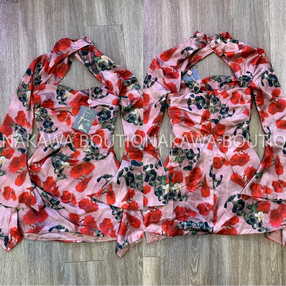 HOUSE OF CB 'Toira' Rose Print Draped Corset Dress - Picture 10 of 12